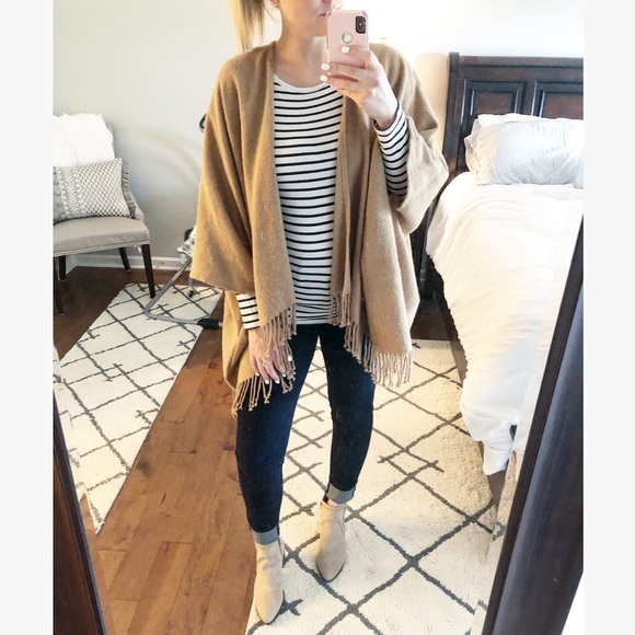 Talbots Sweaters - • Talbots • Chestnut Shawl with Fringe